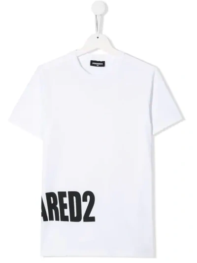 Dsquared2 Kids' Logo Printed Cotton Jersey T-shirt In White