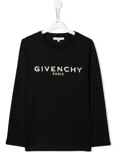 Givenchy Kids' Distressed Logo Sweatshirt In Nero