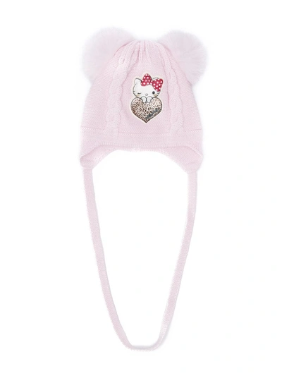 Monnalisa Babies' Hello Kitty针织套头帽 In Pink