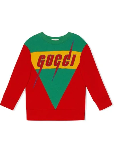Gucci Kids' Blade Cotton Sweatshirt In Rossa