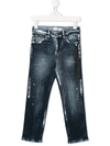 Philipp Plein Junior Paint Splatter Jeans In Blue