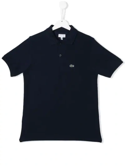 Lacoste Kids' Logo Embroidered Polo Shirt In Blue
