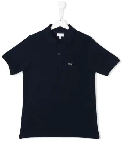 Lacoste Logo Embroidered Polo Shirt In Blue