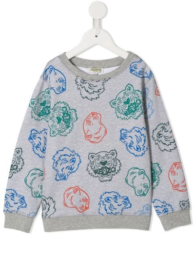 Kenzo Kids' Tiger Logo Print Sweatshirt In Grey