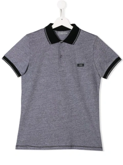 Baby Dior Kids' Chiné Gray Polo Shirt With Contrasting Collar In Grey