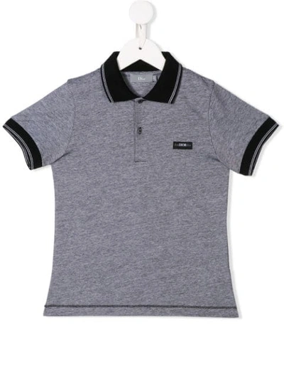 Baby Dior Kids' Chiné Grey Polo Shirt With Contrasting Collar In Grey