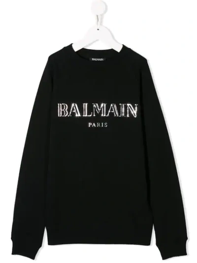 Balmain Kids' Metal Logo Sweatshirt In Black
