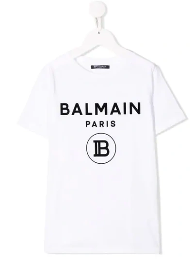 Balmain Kids' Printed Logo T-shirt In White