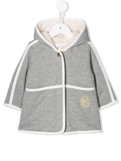 Chloé Babies' Shearling-lined Jersey Coat In Grey