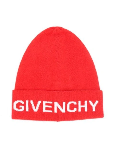 Givenchy Kids' Logo Knit Beanie In Red