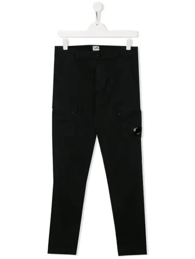 C.p. Company Kids' Goggle Insert Cargo Trousers In Black