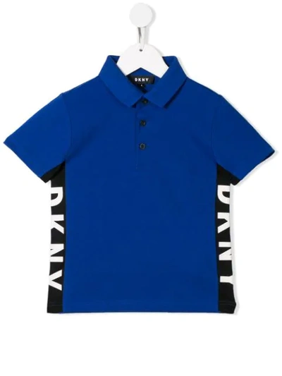 Dkny Kids' Logo Print Polo Shirt In Blue