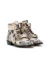 Chloé Snake-effect Leather Ankle Boots In Neutrals