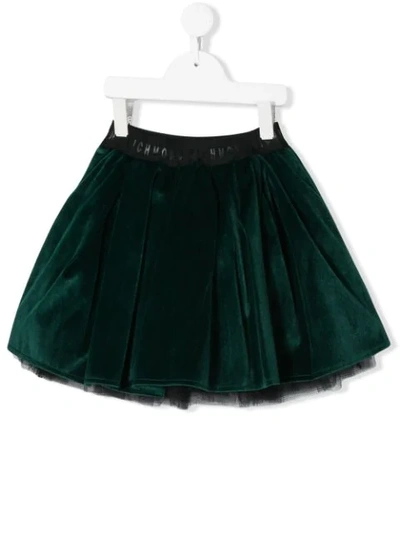 John Richmond Junior Teen Velvet-effect Skirt In Green