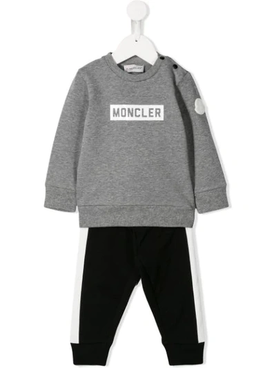 Moncler Babies' Sweatshirt And Tracksuit Pants In Grey