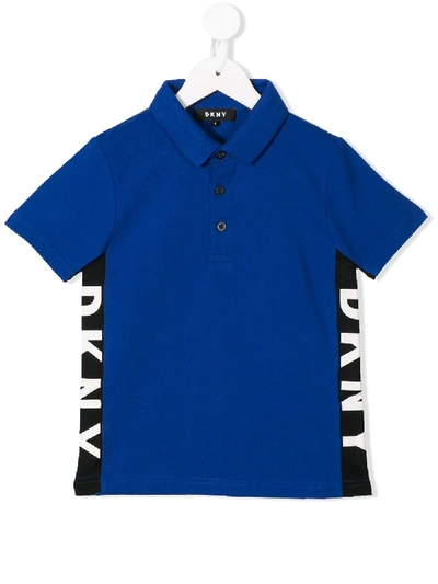 Dkny Kids' Logo Print Polo Shirt In Blue