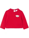 Burberry Thomas Bear Detail Wool Cashmere Sweater In Red