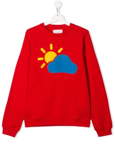 Alberta Ferretti Kids' Red Sweatshirt With Colorful Cloud And Sun For Girl