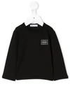Dolce & Gabbana Logo Patch Long Sleeve Top In Black