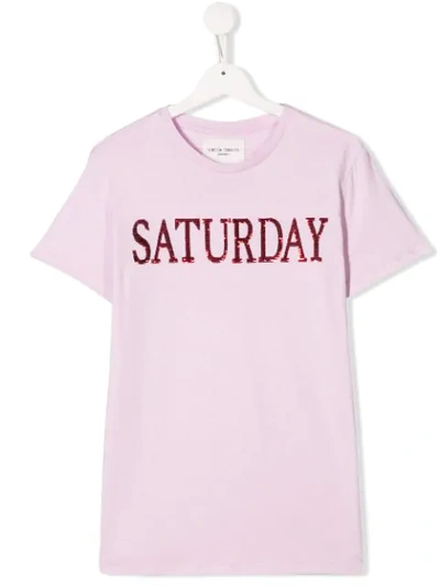 Alberta Ferretti Kids' Saturday Sequins Cotton Jersey T-shirt In Pink