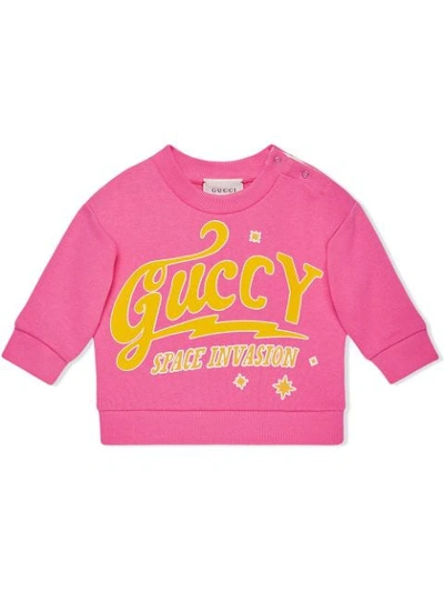 Gucci Babies' Logo印花套头衫 In Pink