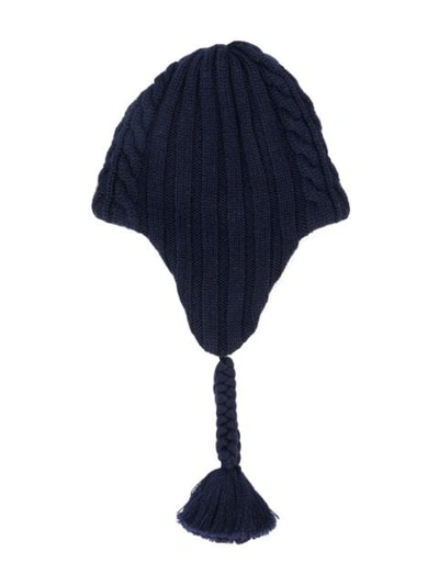 Moncler Babies' Shearling Logo Hat In Blue