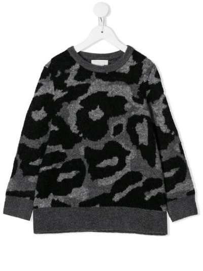 Stella Mccartney Kids' Camouflage Intarsia Sweater In Nero