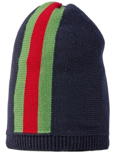 Gucci Kids' Instarsia Wool Beanie In Blue