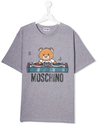 Moschino Teen Dj Toy Bear印花t恤 In Grigio