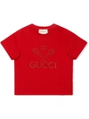 Gucci Babies' T-shirt Mit " Tennis"-stickerei In Red