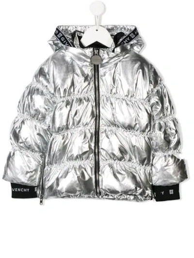 Givenchy Kids' 金属感羽绒夹克 In Silver