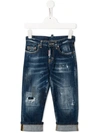 DSQUARED2 DISTRESSED STRAIGHT LEG JEANS