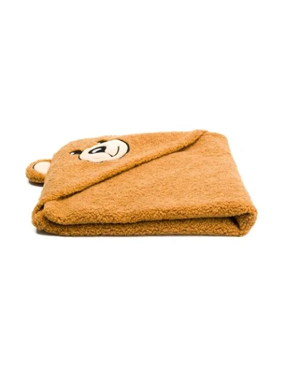 Moschino Kids' Teddy Bear印花浴巾 In Brown