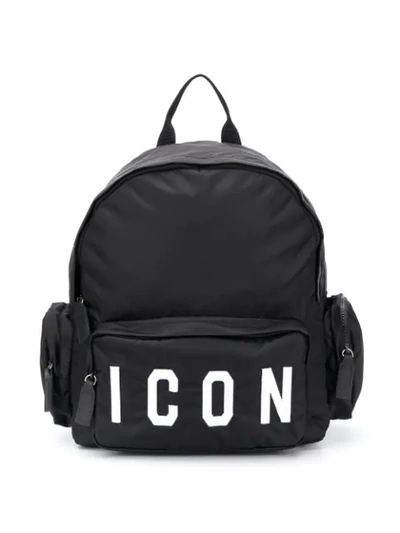 Dsquared2 Kids' Icon Print Backpack In Black
