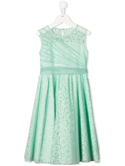 Aletta Kids' Layered Lace Midi Dress In Green