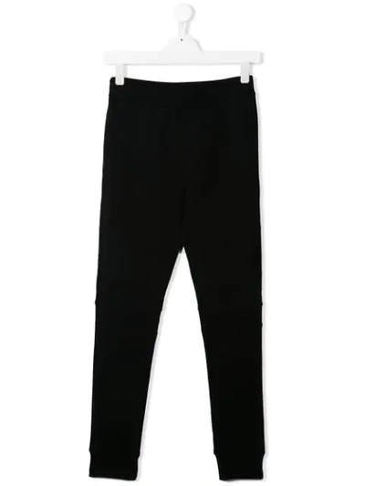 Balmain Teen Raised-logo Knitted Trousers In Black
