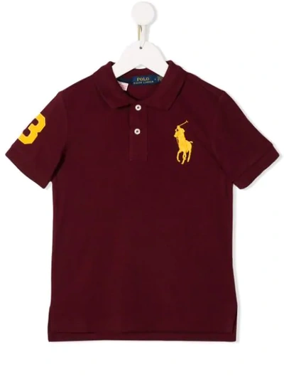 Ralph Lauren Kids' Embroidered Logo Polo Top In Red