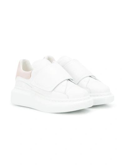 Alexander Mcqueen Boy's Oversized Grip-strap Leather Trainers, Toddler/kids In White/oth