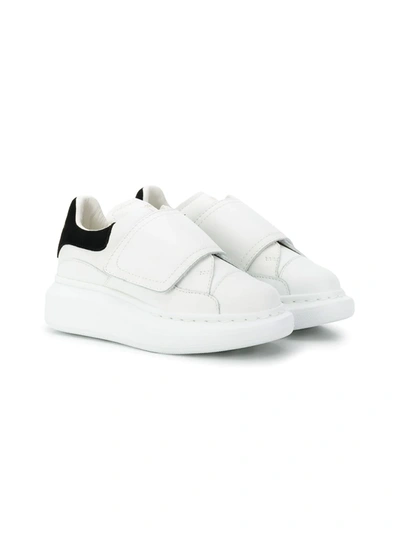 Alexander Mcqueen Kids' Touch-strap Extended Sole Trainers In White