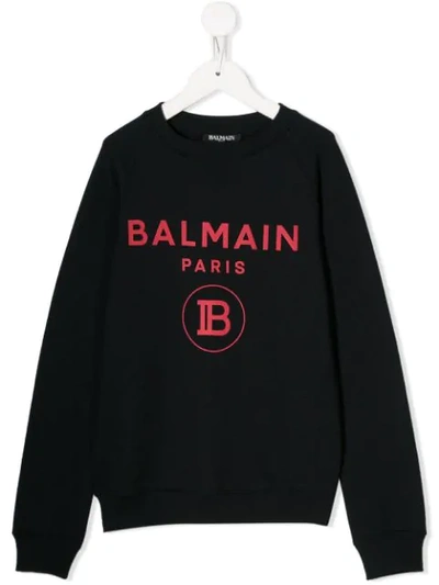 Balmain Kids' Logo Print Sweatshirt In Blue