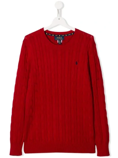 Ralph Lauren Teen Cable Knit Jumper In Red