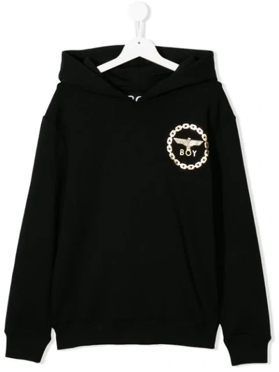 Boy London Teen Logo Print Hoodie In Black