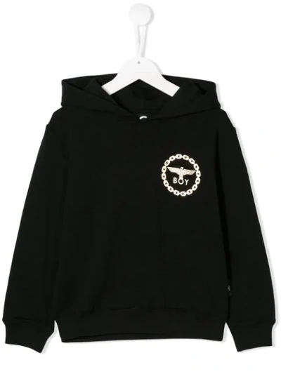 Boy London Teen Logo Print Hoodie In Black