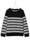 BALMAIN LOGO条纹套头衫