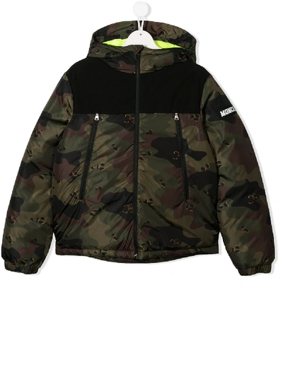 Moncler Kids' Pareloup Camouflage Down Jacket In Green