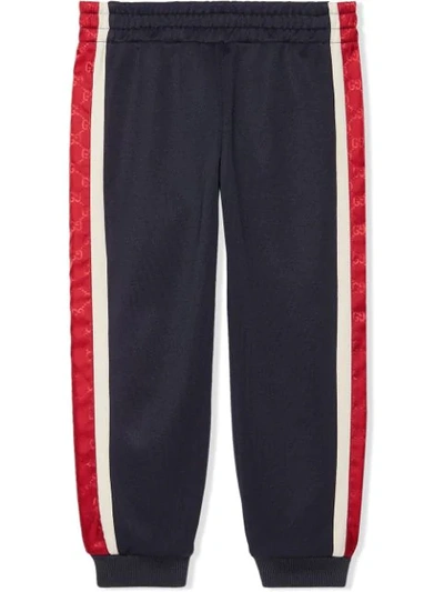 Gucci Kids' Children's Jogging Pant With Gg Stripe In Blu