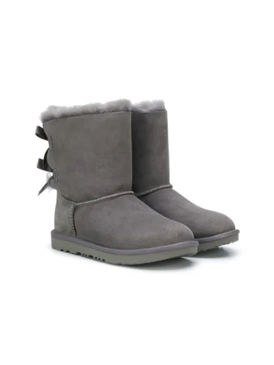Ugg Teen Leather Ankle Boots In Grey
