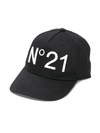 N°21 Cappello Da Baseball In Gabardina Con Logo In Black