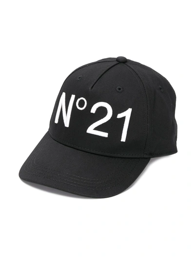 N°21 Embroidered Logo Baseball Cap In Black