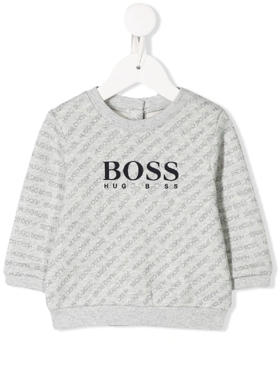 Hugo Boss Babies' Logo Print Sweatshirt In Grey